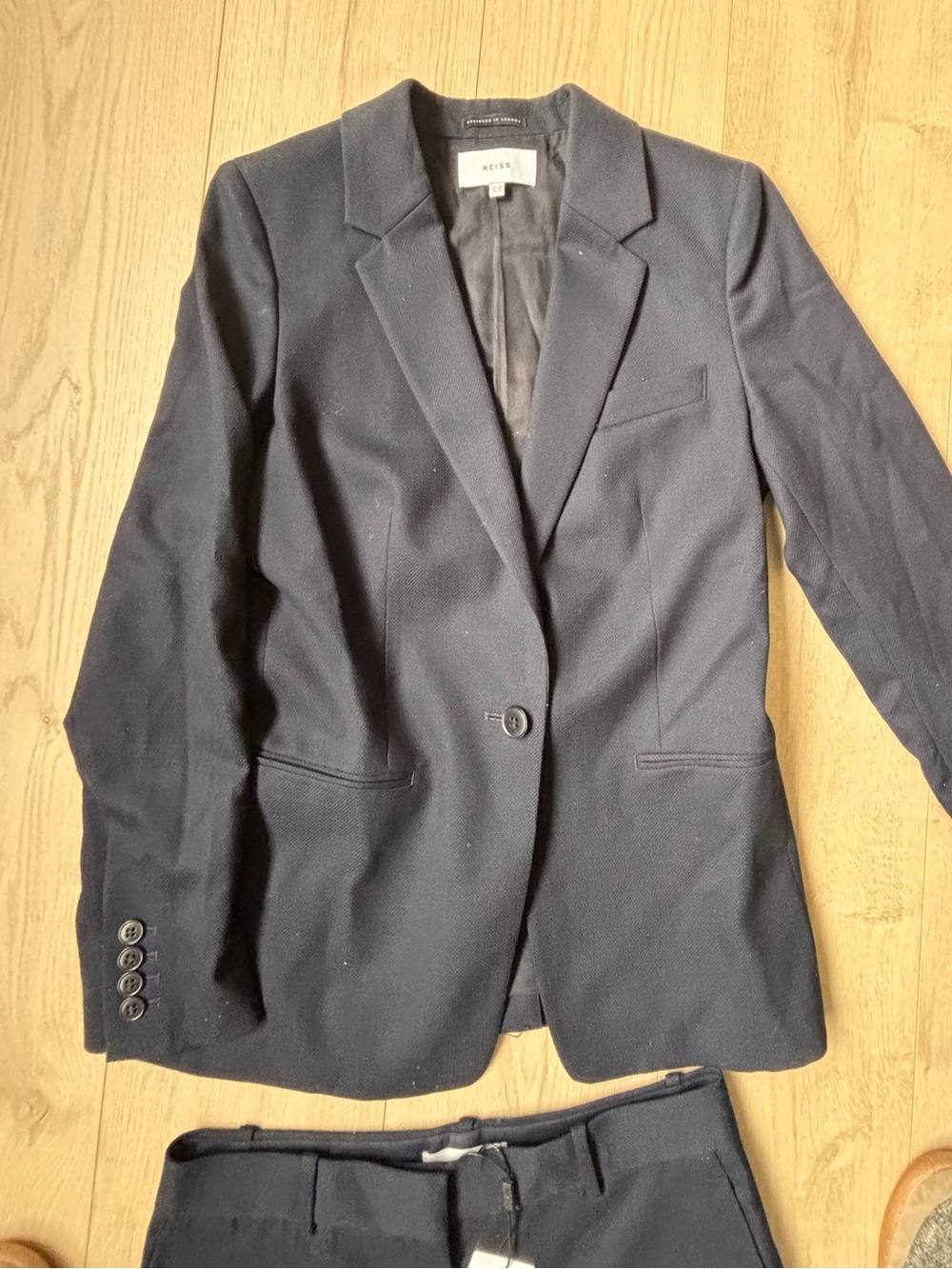 Reiss Navy Textured Suit - size 6